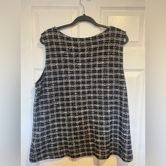 Riani Black White Tweed Sleeveless Top Size 16 (Wool Blend) - Picture 7 of 7